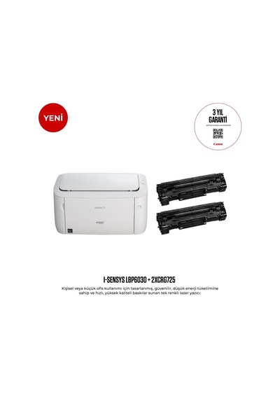 Canon İ-sensys Lbp6030b Tek Fonksiyonlu Siyah Beyaz Lazer Yazıcı + 2 Toner Canon Eurasia