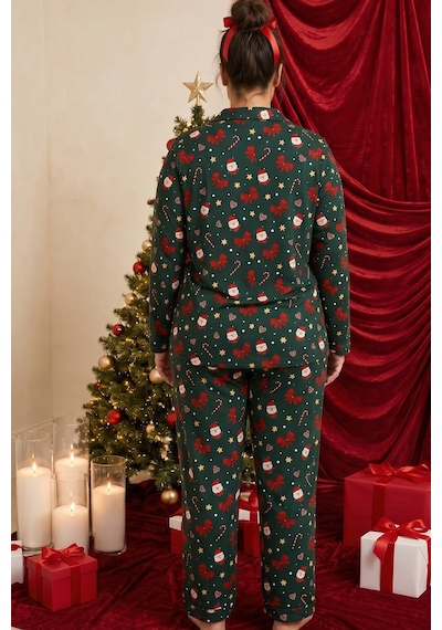 Siyah İnci Yılbaşı Temalı Desenli Termal Kumaşlı Ultra Soft Yumuşak Büyük Beden Battal Boy Düğmeli Örme Pijama Takımı Yeşil Siyah İnci Yılbaşı Temalı Desenli Termal Kumaşlı Ultra Soft Yumuşak Büyük Beden Battal Boy Düğmeli Örme Pijama Takımı Yeşil