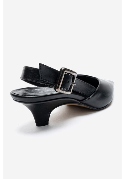 Luvishoes Dıorıs Siyah Cilt Hakiki Deri Kadın Kısa Topuklu Ayakkabı