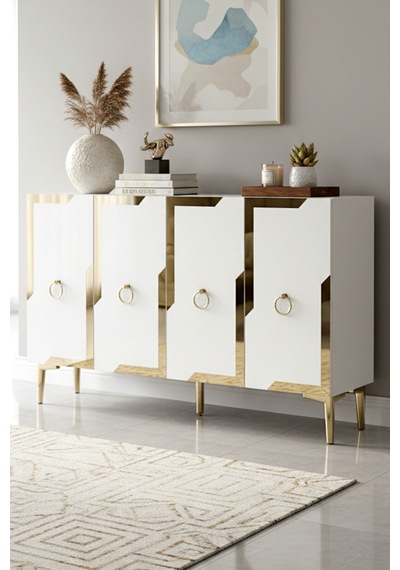 Ka1233bg Seza120 Konsol, Kahve Köşesi Ve Tv Sehpası, Çok Amaçlı Dolap Beyaz - Gold 120cm Ka1233bg Seza120 Konsol, Kahve Köşesi Ve Tv Sehpası, Çok Amaçlı Dolap Beyaz - Gold 120cm