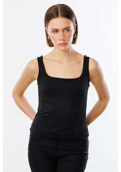 On Fashion Kare Yaka Kadın Kalın Askılı Bluz 25y.on.blz.51508.01 Siyah