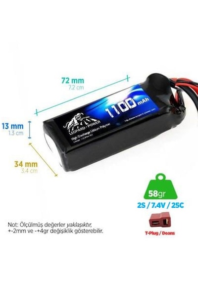 Leopard Power 1100 Mah 7,4v 2s 25c Lipo Batarya