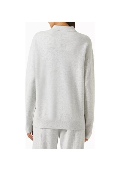 12storeez Relaxed Fit Polo Yaka Kazak, Merino Yünü Karışımlı, Ve Rahat Siluet Açık Gri