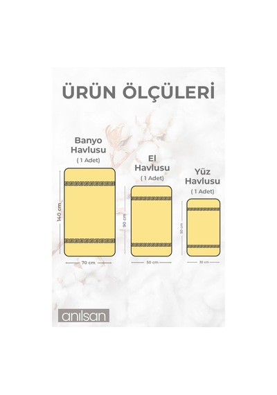 %100 Pamuk 3'lü Mavi Greek Havlu Seti - 1 Adet El Havlusu 1 Adet Yüz Havlusu Ve 1 Adet Banyo Havlusu Mavi