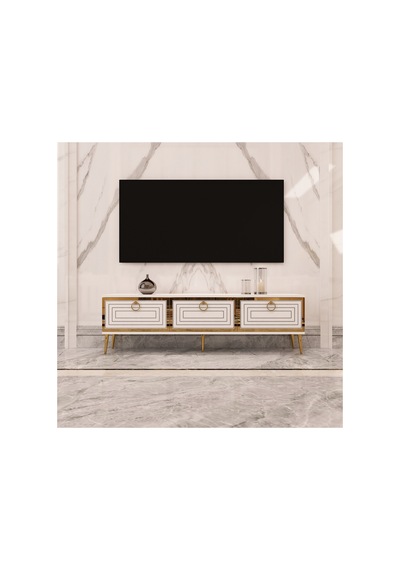 Palo 150 Cm Tv Ünitesi Tv Sehpası Beyaz-altın Beyaz