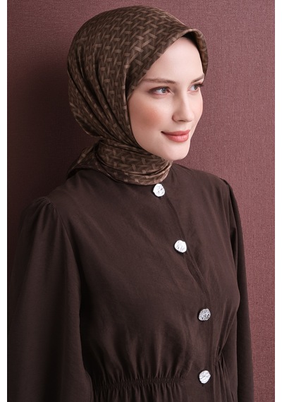 Armine Sura İpek Eşarp 2026-2027 - Sonbahar Kış-asm9622 Koyu Kahve