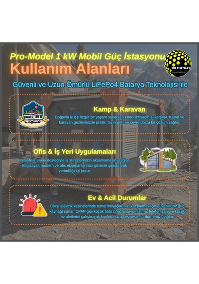 Otw Pro-model 1000w Mobil Güç İstasyonu Lifepo4 Bataryalı Şebeke Şarjlı