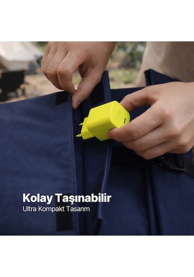 Ttec Smartcharger Gan 45W Avs PD Seyahat Hızlı Şarj Aleti + USB-C - USB-C 3A 120 CM Kablo Neon Sarı