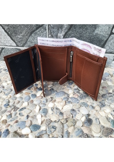 Gvnbag Hakiki Deri Erkek Bozuk Para Gözlü Taba Mini Cüzdan Gvn-0131