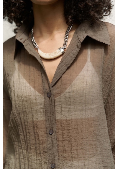 Mai Collection Mai Studios Co. Syaritta Oversize Kahve Transparan Gömlek Kahve