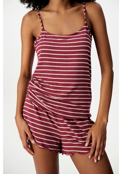 Penti Bordo Sisterhood Maroon Şortlu Pijama Takımı