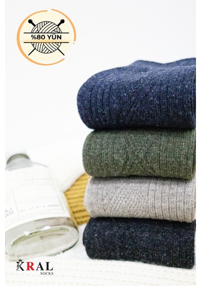 Kral Socks 4'lü Kışlık Thermal Etkili Ince Örgülü Çorap, Lambswool Yünlü Kuzu Yünlü Asorti Kral Socks 4'lü Kışlık Thermal Etkili Ince Örgülü Çorap, Lambswool Yünlü Kuzu Yünlü Asorti