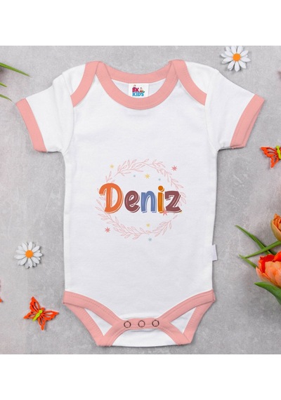 Bk Gift Bk Kids Kişiye Özel Pembe Bebek Body Zıbın - Model 163