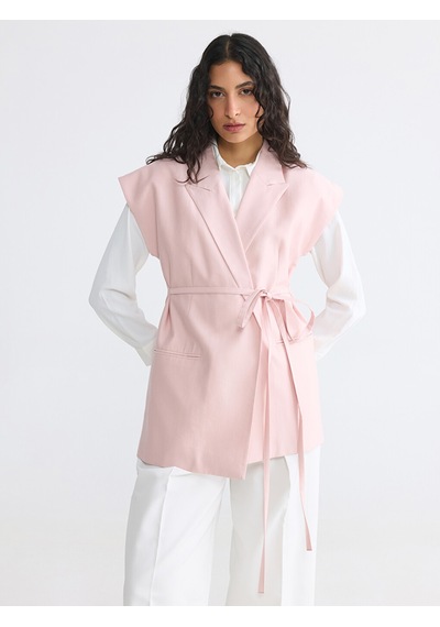 Lcw Modest Pembe Kuşaklı Kadın Klasik Yelek