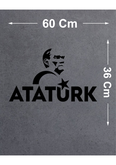 Atatürk Ve Ay Yıldız Sticker - Araba Oto Motosiklet Karavan Araç Cam Sticker - 00347 60X36 Cm