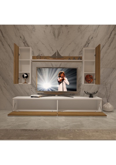 Decoraktiv Eko 7 Mdf Std Tv Ünitesi Tv Sehpası - Beyaz Pera Beyaz - Meşe