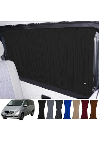 Pandami Mercedes Vito W639 5 Cam 2003-2014 Uyumlu Siyah Raylı Oto Perde Takımı