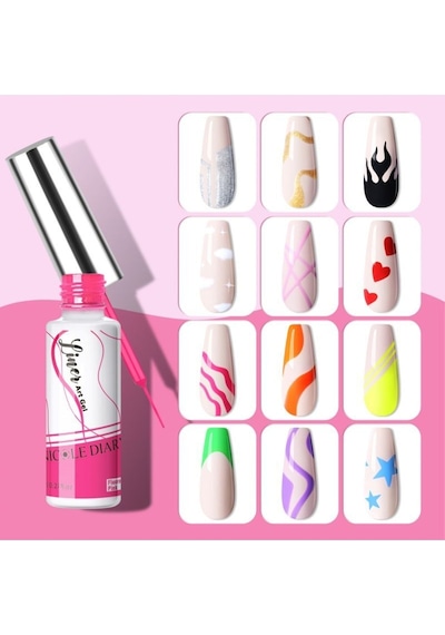 8 Ml Naıl Art Paıntıng Gel Uv Set Naıl Art Çizim Seti 12 Parça