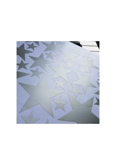 Yıldız Duvar Sticker - 2,5 - 5 - 7,5 - 10cm Karışık Ebatlarda - 155 Adet Gümüş
