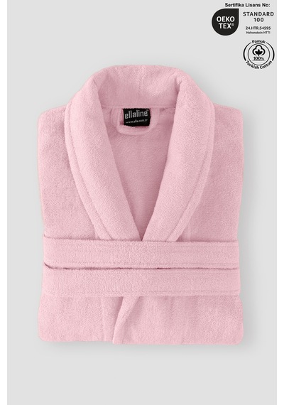 %100 Pamuk Pudra Pembe Kadın Bornoz Banyo, Spa, Havuz, Çeyiz