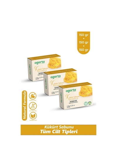 Agarta 3 Adet Leke Ve Kaşıntılar Kükürt Sabunu 150 Gr