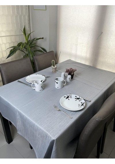Vi Ihlamur Keten Görünümlü, Su Geçirimsiz, Kayma Yapmayan Premium Masa Örtüsü 145 Cm X 220 Cm, Gri Çok Renkli Vi Ihlamur Keten Görünümlü, Su Geçirimsiz, Kayma Yapmayan Premium Masa Örtüsü 145 Cm X 220 Cm, Gri Çok Renkli
