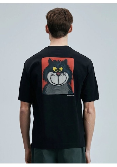 Lufian 111020251 Nımbus Modern Grafik Tişort Erkek T-shirt SIYAH
