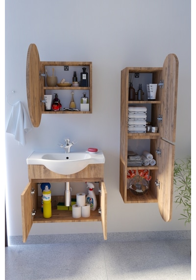 Makbulce Erciyes Havlu Dolaplı 65cm Seramik Lavabolu Mdf Oval Aynalı Banyo Dolabı Atlantik Çam Makbulce Erciyes Havlu Dolaplı 65cm Seramik Lavabolu Mdf Oval Aynalı Banyo Dolabı Atlantik Çam