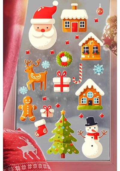 Tr Christmas Stickerları, Noel Baba Ve Yılbaşı Temalı Çocuk Odası Dekorasyon Seti, Kendinden Yapışkanlı Cam S Genel