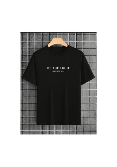 Medinenur Be The Ligt Yazı Baskılı Basic T-shirt Siyah