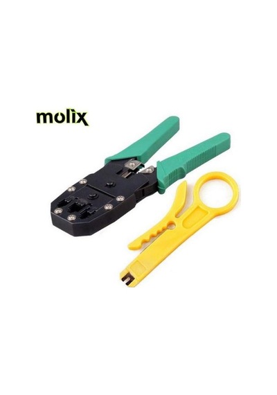 Molix Rj11 Rj9 Jack Cat5 Cat6 Rj45 Sıkma Pensesi + Soyma Aparatı