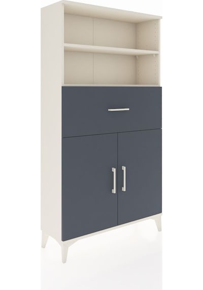 Arges Dolap 3 Raflı Tek Çekmeceli 2 Kapaklı 88x30x163 Aytaşı-antrasit Aytası