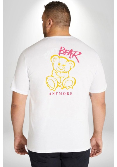 Angemiel Daha Fazla Dayanamıyorum Teddy Büyük Beden Beyaz Tişört Kadın Erkek Ünisex Sırt Baskılı Beyaz