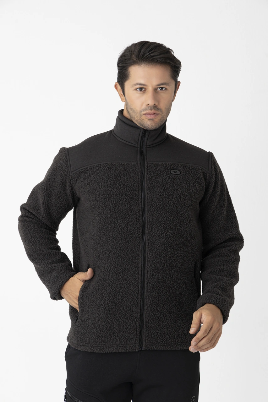 Crozwise Tam Fermuar 3 İplik Sweat Siyah 6055-10 SiYAH