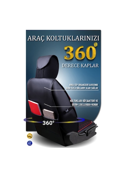 Opel Combo 3 Tekli Lüx Deri Oto Koltuk Kılıfı Ön Arka Takım Safir Siyah Kırmızı