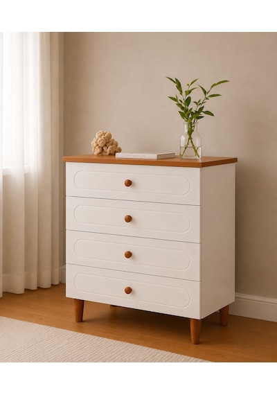 Pema Home Masal %100 Mdf Şifonyer Aynasız Atlantik Çam - Beyaz