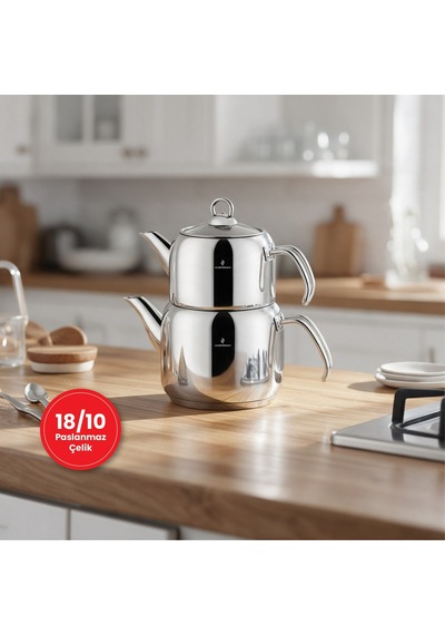 Sofram Soft 13 Cm Minti Boy Çaydanlık Takımı Gümüş
