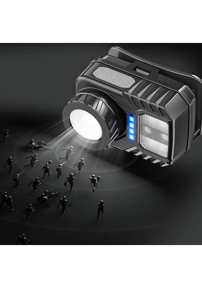 Peakstar Ps-571 Sensör Xpg Cob Led Usb Şarj Edilebilir Lityum Pilli Zoomlu Kafa Lambası Çok Renkli