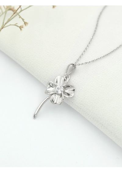 Brezza Lusso Jewelry Gümüş Dört Yapraklı Yonca Kadın Gümüş Kolye (311865865) 45 CM