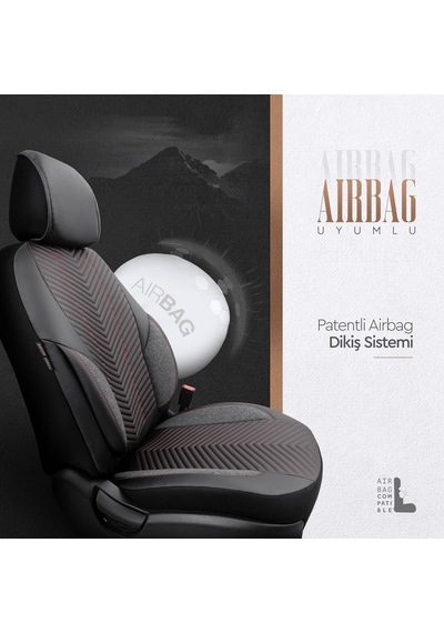 Advanced Design Özel Tasarım Premium Süet-Deri Ekstra Destekli Universal Oto Koltuk Kılıfı Tam Set