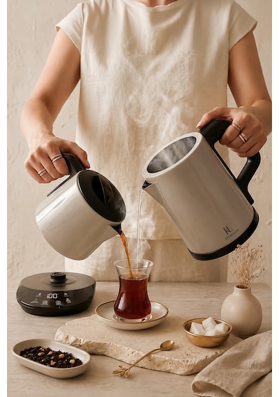 Kitchen Life MCH0012974 Demzade 4'in 1 Dijital 5 Fonksiyonlu Çelik Elektrikli Çay Makinesi