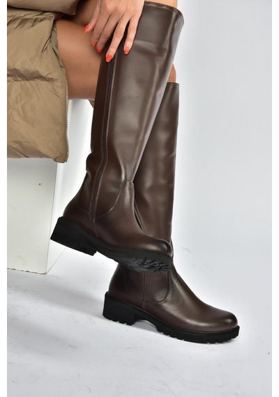 Fox Shoes V654082203 Kahverengi Hakiki Deri Kadın Çizme Kahverengi-hakiki Deri