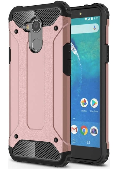 Kilifone - General Mobile Uyumlu Gm 8 - Kılıf Çift Katman Zırh Tank Crash Military Kapak - Rose Gold