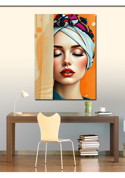 Kanvas Tablo Şık Turbanlı Kadın 50cmx70cm