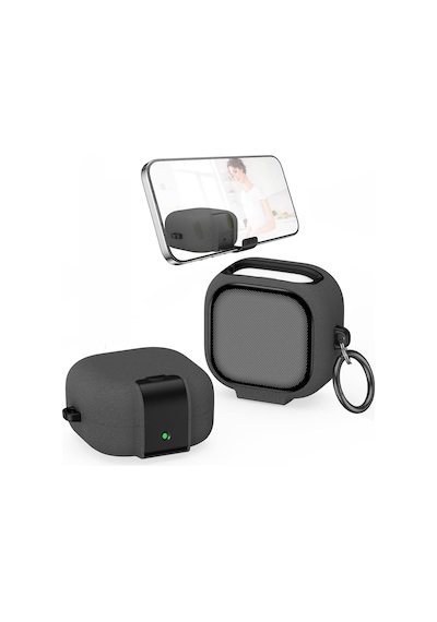 Samsung Galaxy Buds4 Ve Buds4 Pro Uyumlu Güvenlik Kilitli Telefon Standı Fonksiyonlu Premium Kulaklık Kılıfı Gri