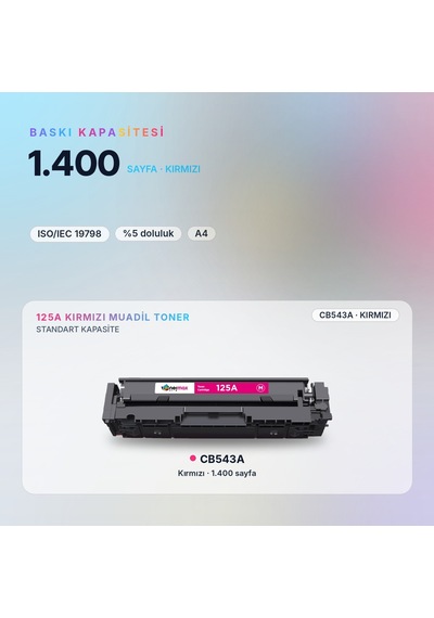 Hp Color Laserjet Cp1515n Uyumlu Toner Çipli Cb543a Kırmızı