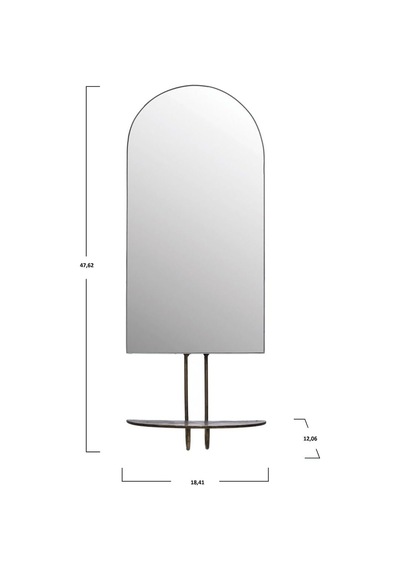 Warm Design Antik Altın Metal Çerçeveli Raflı Duvar Aynası Antik Altın Diğer