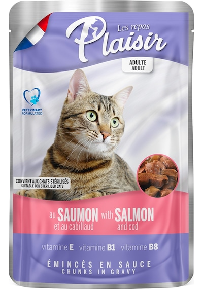 Plaisir Somonlu ve Morina Balıklı Pouch Yetişkin Kedi Yaş Maması 100 G