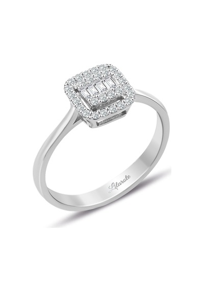 0.25 Ct Modern Tasarım Baget Kare Tektaş Yüzük