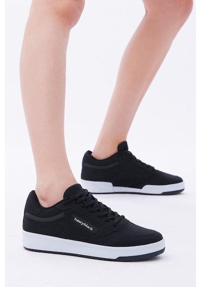 Tonny Black Rahat Kalıp Poli Taban Bağcıklı Unisex Siyah Spor Ayakkabı Tb107-0 Siyah